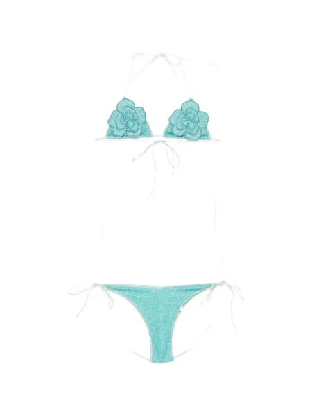 Bikini Oseree cu model floral cu aplicații albastru
