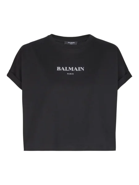 Tricou Balmain cu imagine scurt negru