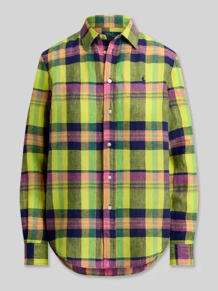 Koszula bluzowa z czystego lnu krój regular fit Polo Ralph Lauren żółta