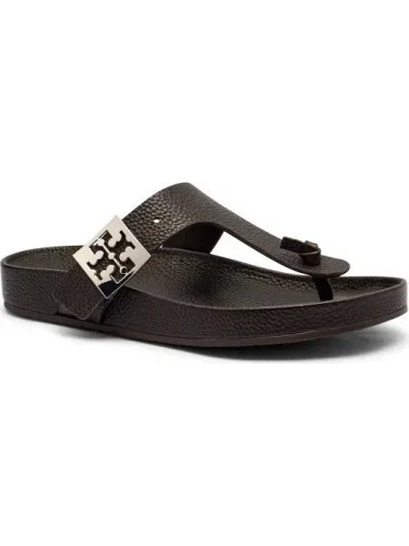 Bőr papucs Tory Burch fekete
