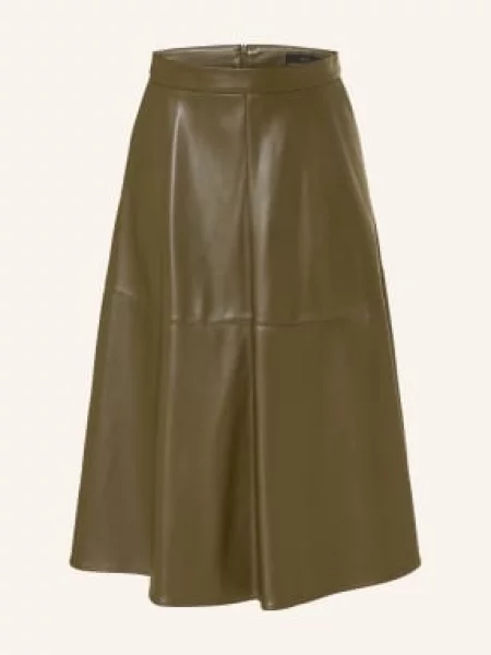 Oui Sukně V Koženém Vzhledu khaki