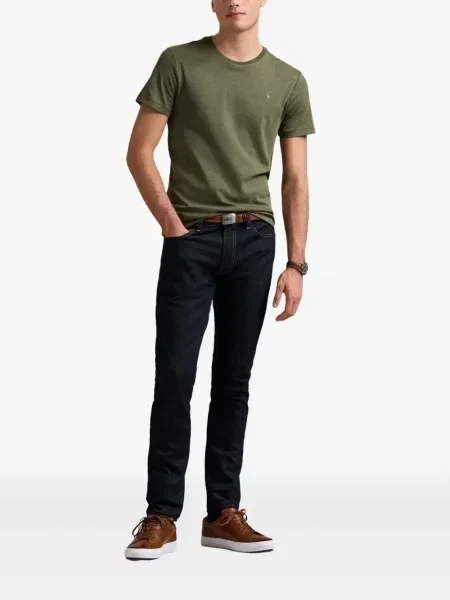 Slip de baie Polo Ralph Lauren cu broderie din piele de căprioară în carouri albastru