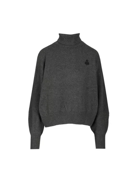 Lniany sweter z golfem Marant Etoile beżowy