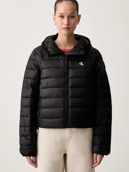 Calvin Klein Jeans geacă petrecută pentru femei negru