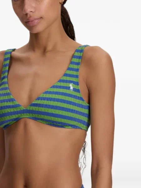 Costum de baie Polo Ralph Lauren în carouri cu decolteu în V galben