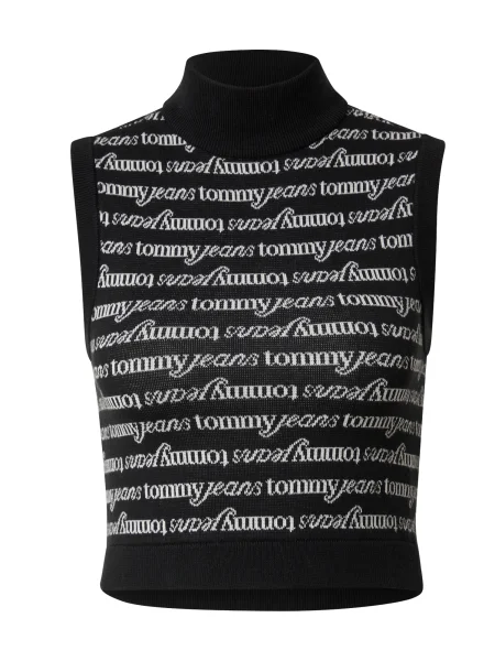 Vestă Tommy Jeans Crop Script Vest Black XS negru