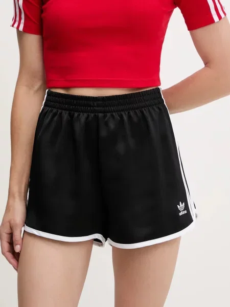 Къс панталон adidas Originals 3S SPRINTER с апликация с висока талия черно