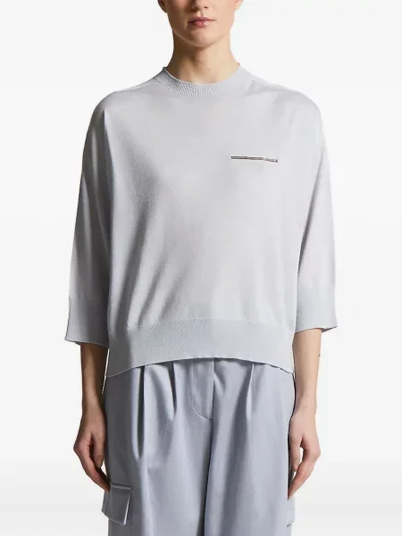 Dzianinowy top Peserico z rękawami 3/4 niebieski