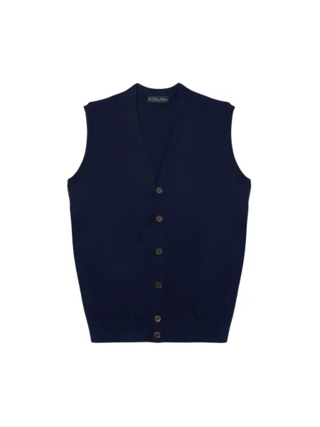 Sweter Brooks Brothers bez rękawów z kaszmiru niebieski