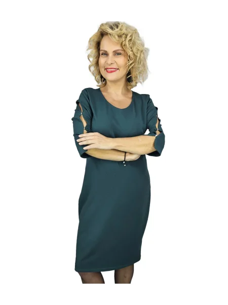 Elegantna midi obleka Pri nad koleni zelena