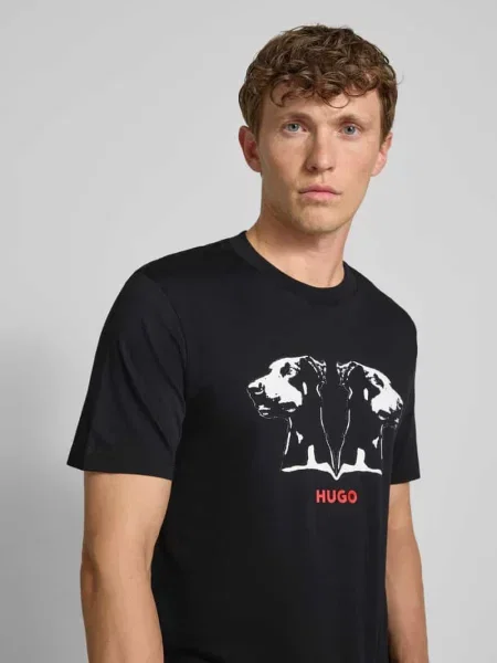 T-shirt z nadrukowanym motywem i logo model ‘Dobero’ Hugo czarna