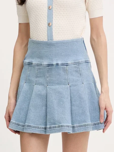 Morgan spódnica plisowana jeansowa niebieska