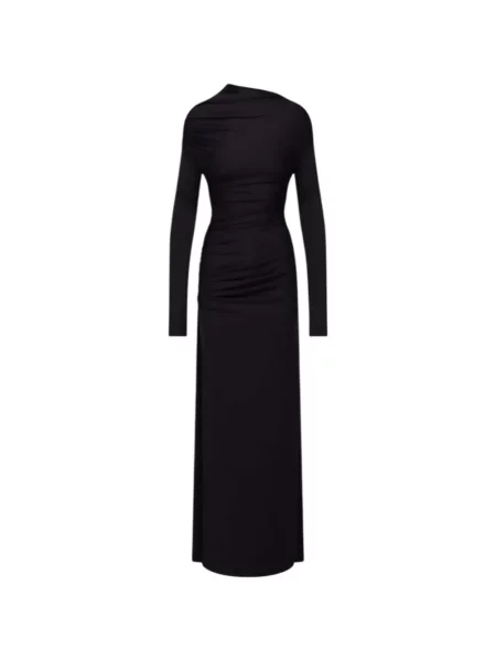 Lung rochie maxi Victoria Beckham cu volane negru