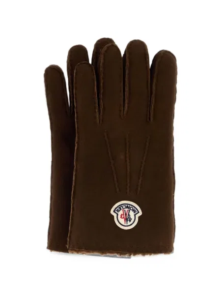 Kožené rukavice Moncler hnědé