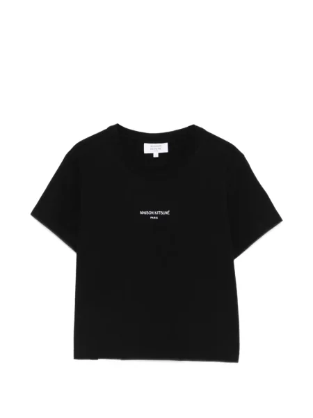 Tricou Maison Kitsune cu autograf negru