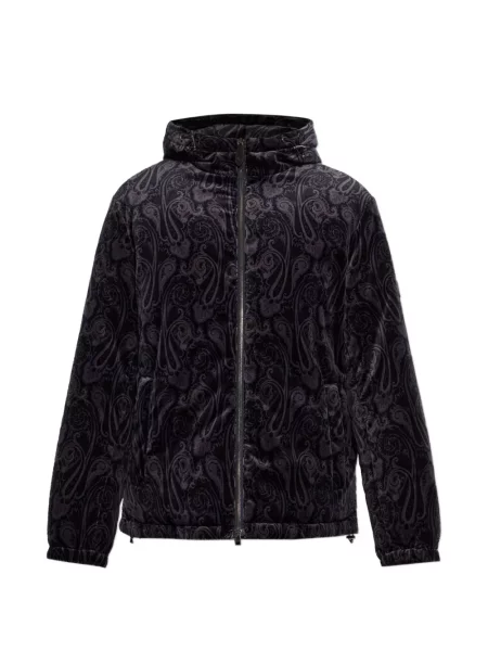 Geacă cu puf Etro de catifea cu model paisley negru