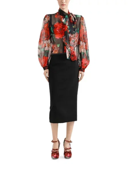 Bluză Dolce & Gabbana din șifon cu imagine negru