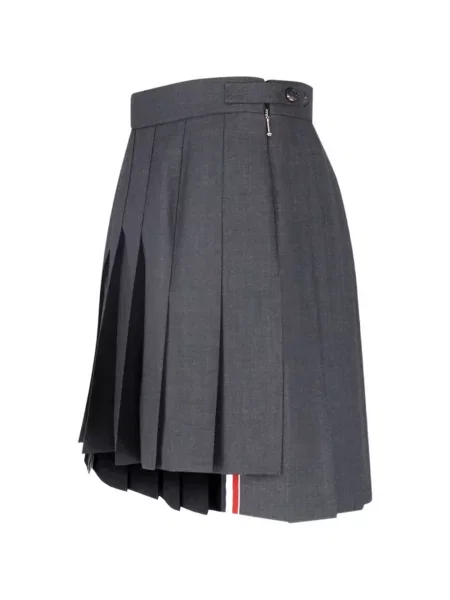 Fustă midi Thom Browne din țesătură twill gri