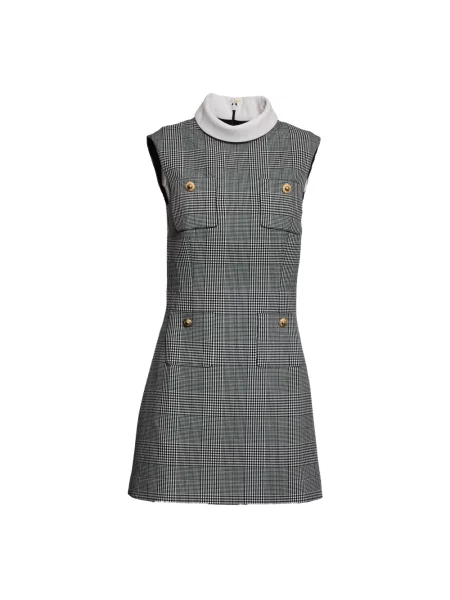 Mała mały sukienka mini Self-portrait w kratkę czarna