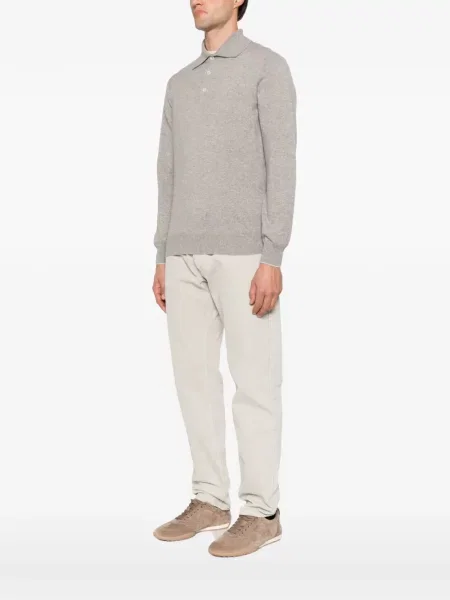 Lung tricou polo Brunello Cucinelli gri