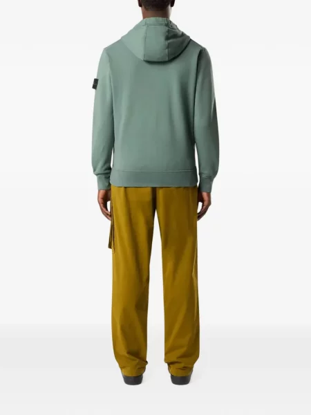 Флийс суичър с качулка Stone Island с качулка камъни зелено