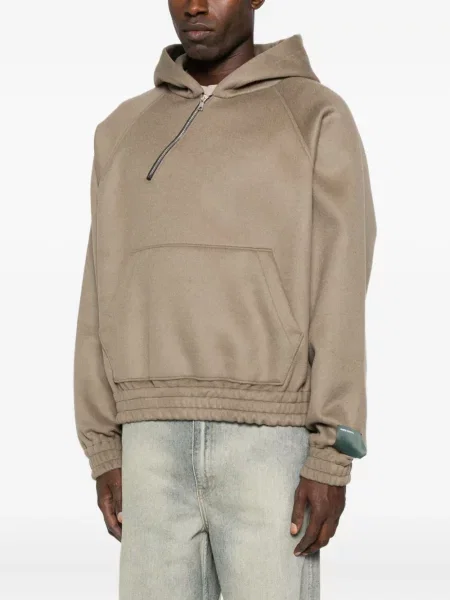 Pletená mikina s kapucí Reese Cooper s polovičními zipem šedá