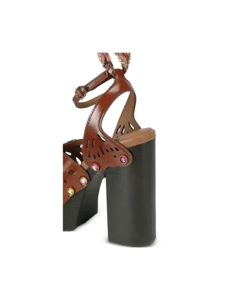 Kurt Geiger London sandały skórzane Butterfly Platform Sdl brązowe