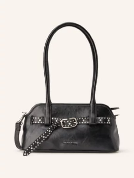 Charles & Keith Taška Přes Rameno Victoria S Nýty / stříbrná černá