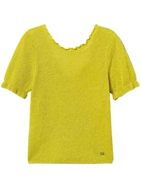 Top Twinset w kwiatki żakardowy żółty