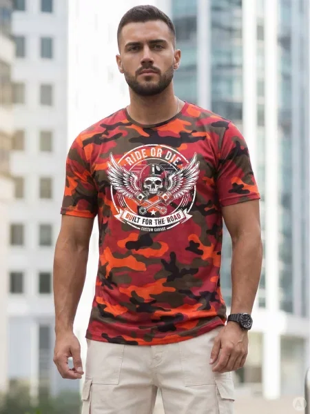 T-shirt moro z nadrukiem Dstreet pomarańczowy