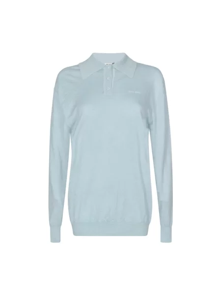 Koszula Miu Miu z kaszmiru z autografem niebieska