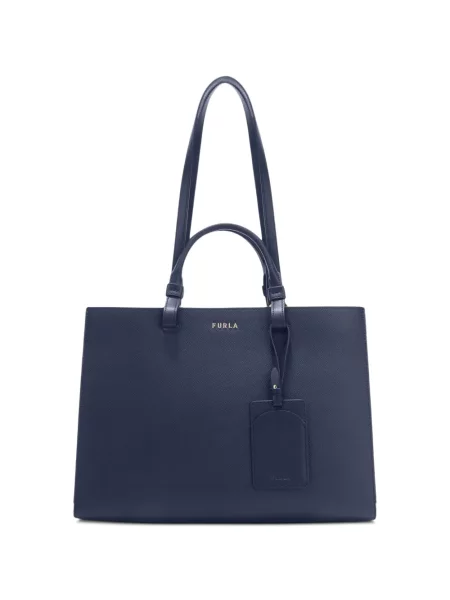 Geantă shopper Furla din piele albastru