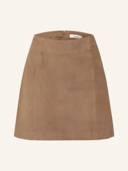 Selected Femme Kožená Sukně velbloudí