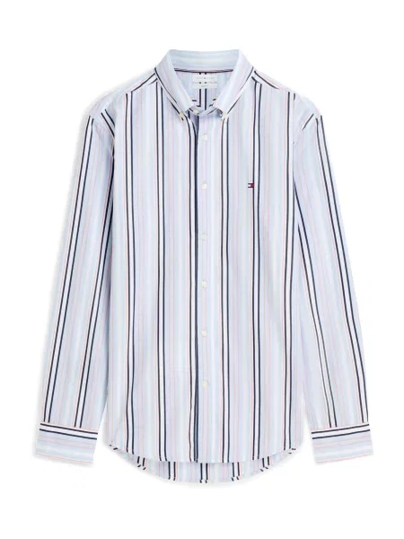 TOMMY HILFIGER Cămașă bleumarin / albastru deschis / roz alb