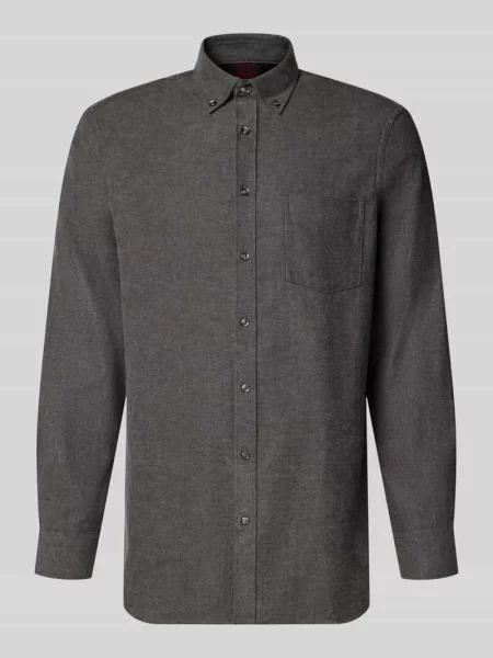 Koszula o kroju slim fit casualowa z flaneli z kołnierzykiem typu button down Christian Berg Men czarna