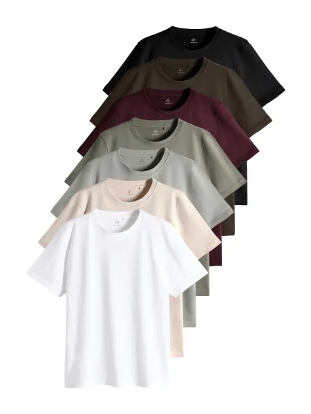 The Set Tricou ecru / maro închis / kaki / verde pastel / roșu bordeaux / negru alb