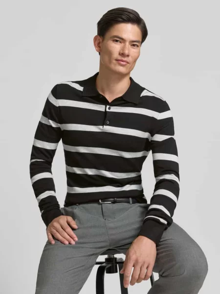 Sweter z dzianiny z kołnierzykiem polo model VERO' Mcneal czarna