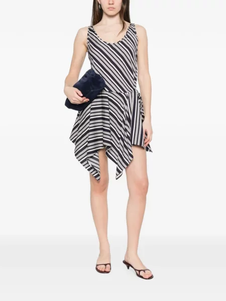 Rochie mini Iro cu dungi asimetrică albastru