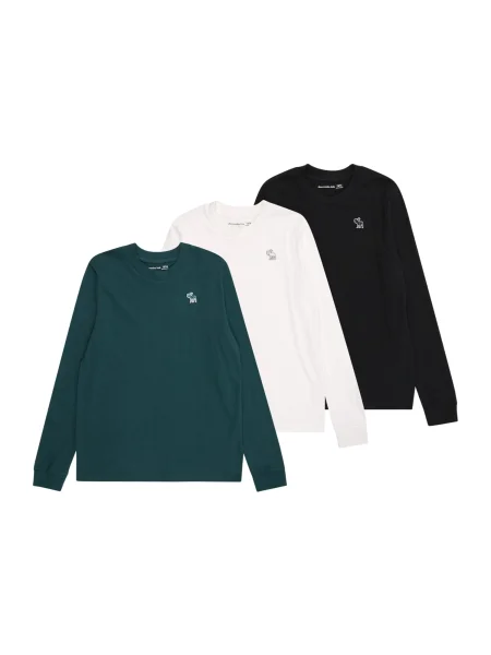 Abercrombie & Fitch Tricou verde smarald / negru alb