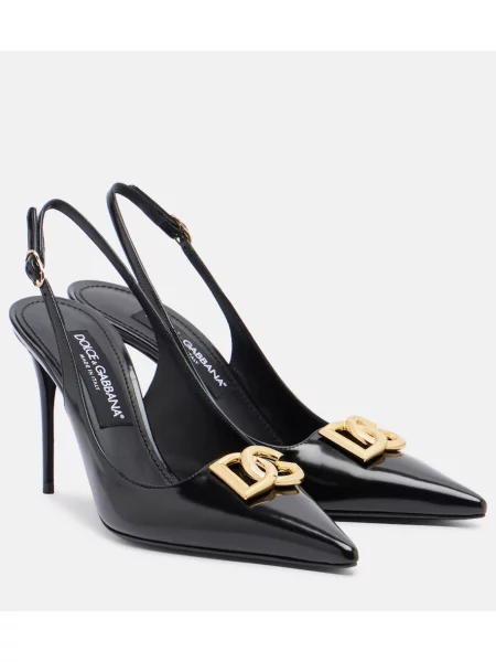 Pantofi cu toc Dolce&gabbana din piele de lac slingback negru