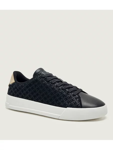 Tommy Hilfiger Teniși din piele TH Court Lth Mix Monogram | piele întoarsă negru
