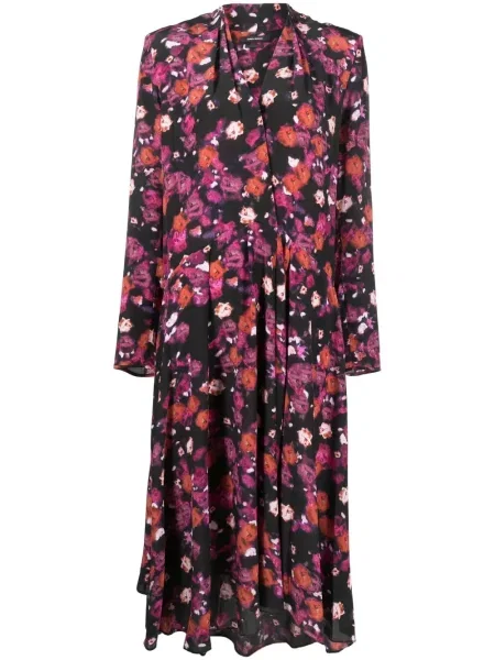 Rochie Isabel Marant cu model floral cu imagine de costum negru