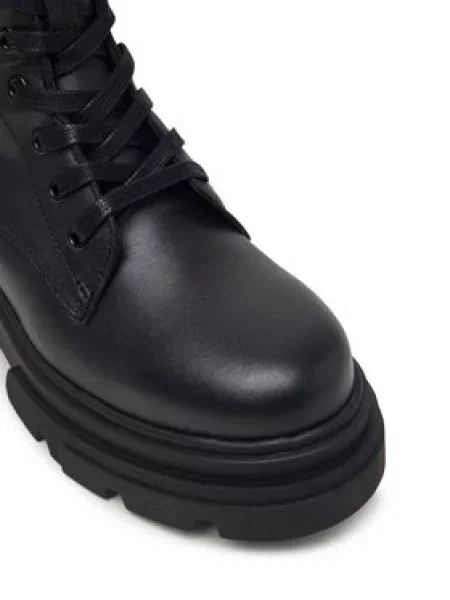 Tommy Hilfiger Pohodni čevlji Leather Th Buckled Lace-Up Boot črna