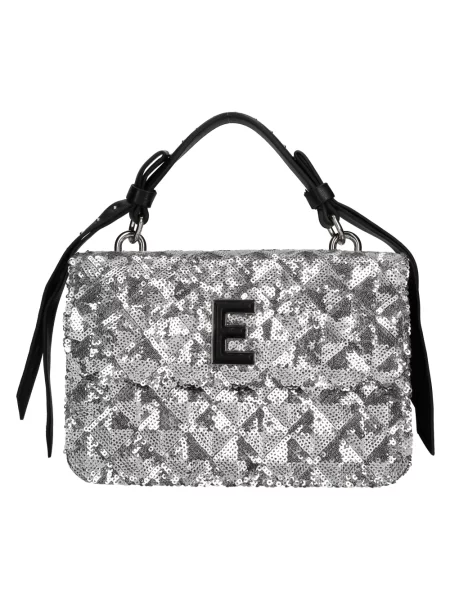Torebka skórzana Ermanno Scervino z cekinami skórzana szara