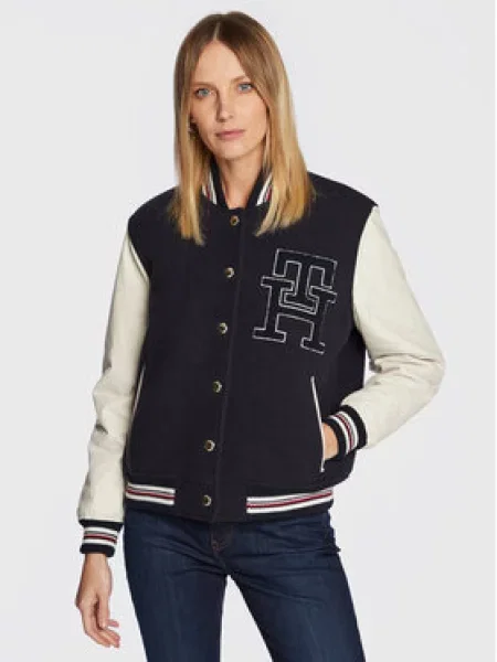 Tommy Hilfiger Bunda bomber Blend Tmavomodrá