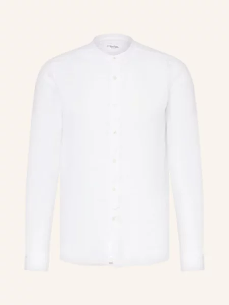 Tintoria Mattei Lněná Košile Slim Fit Se Stojáčkem bílá