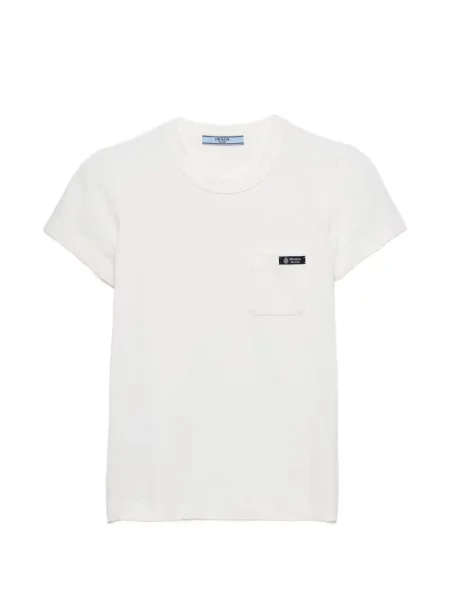 Tricou Prada din jerseu alb