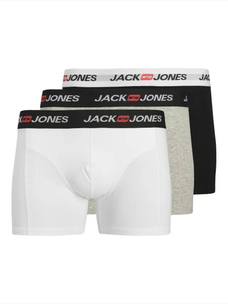 JACK & JONES Boksarice JACCORP pegasto siva / črna bela