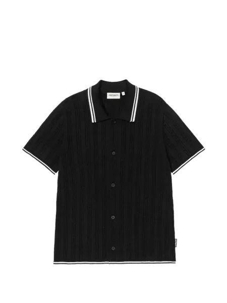 Gulerat cămașă Carhartt Wip cu dungi tricotate albastru