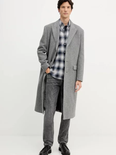 Шерстяное пальто Trussardi серое